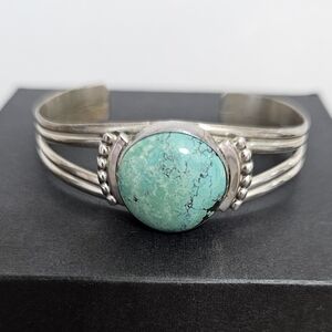 Vintage Sterling Silver and Turquoise Cuff Bracelet